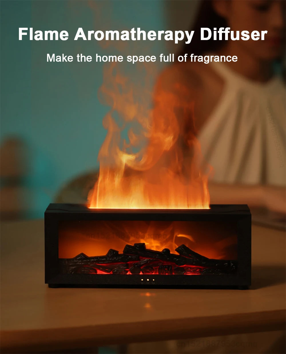 Flame Essential Oil Diffuser – Aromatherapy Humidifier with Night Light
