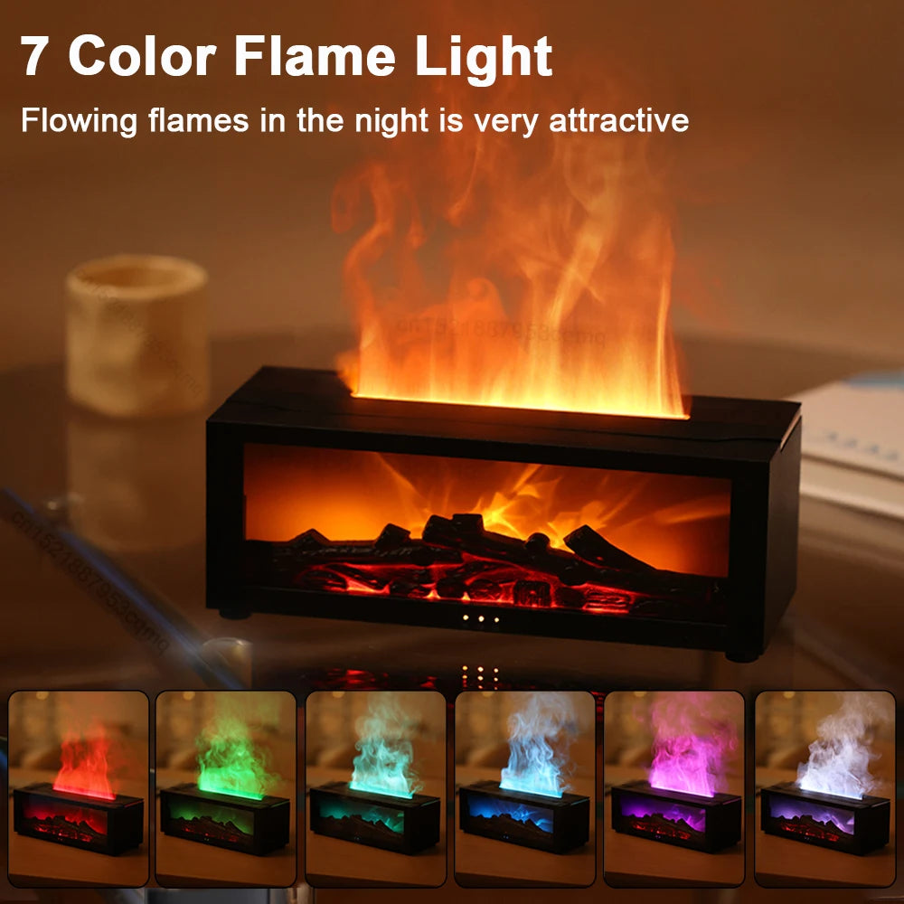 Flame Essential Oil Diffuser – Aromatherapy Humidifier with Night Light