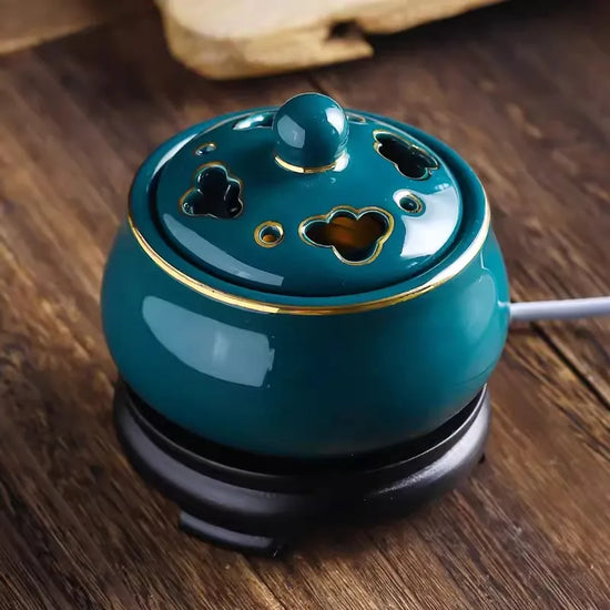 Blue Lotus Electric Incense Burner – Ceramic Aroma Diffuser for Spa & Yoga