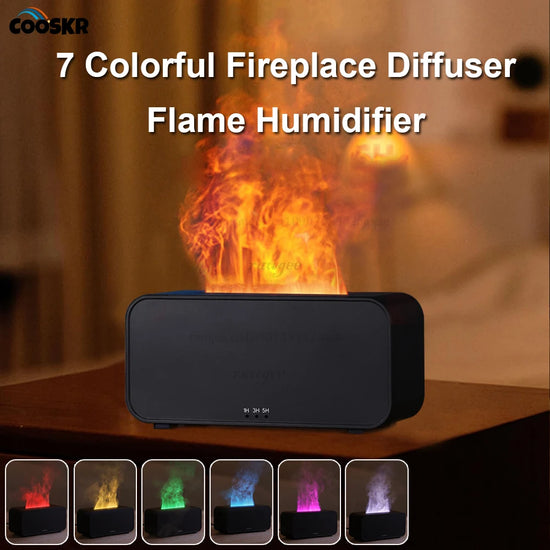 Mini 7-Color Flame Aroma Diffuser – Essential Oil Humidifier with Timer