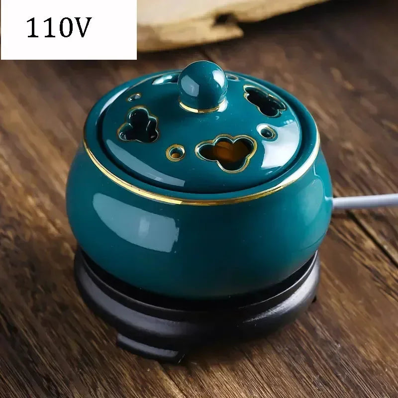 Blue Lotus Electric Incense Burner – Ceramic Aroma Diffuser for Spa & Yoga
