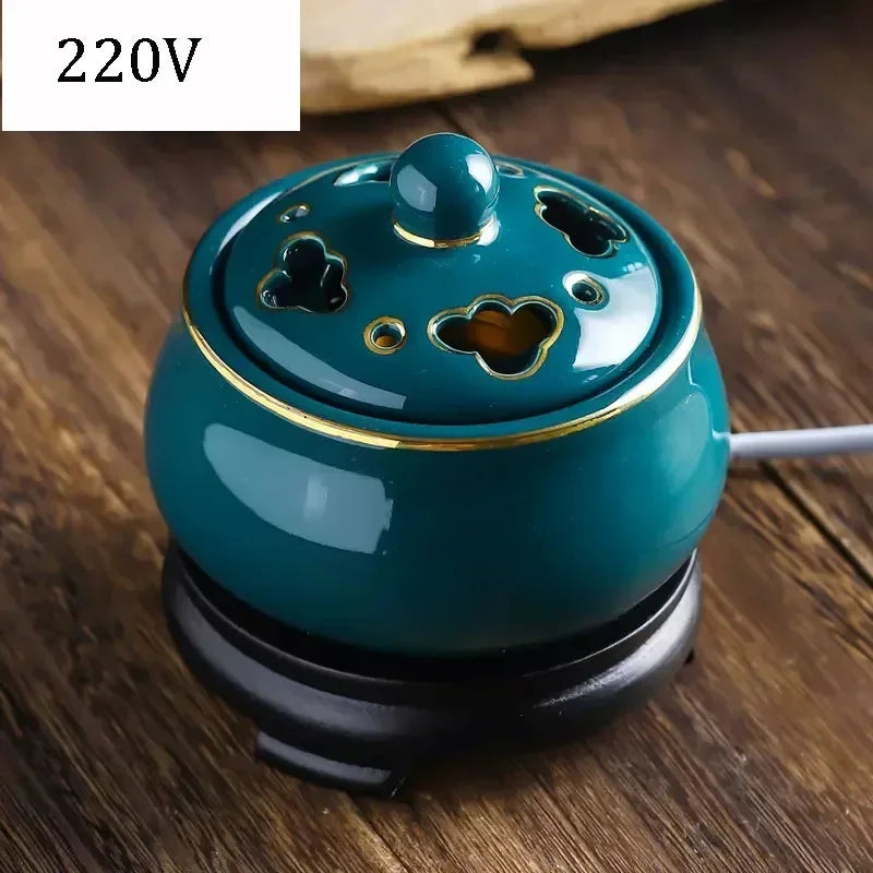 Blue Lotus Electric Incense Burner – Ceramic Aroma Diffuser for Spa & Yoga